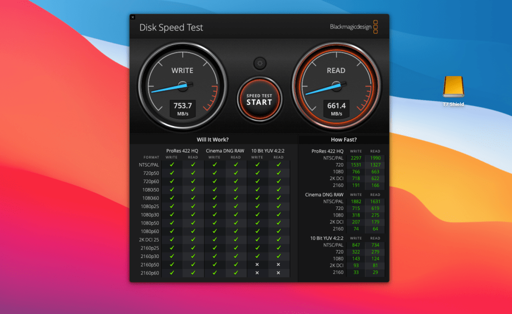 Samsung T7 Shield speed test