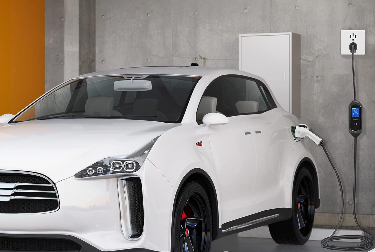 a car parked in a parking lot