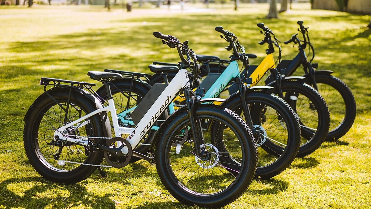 a motorcycle parked in a grassy area