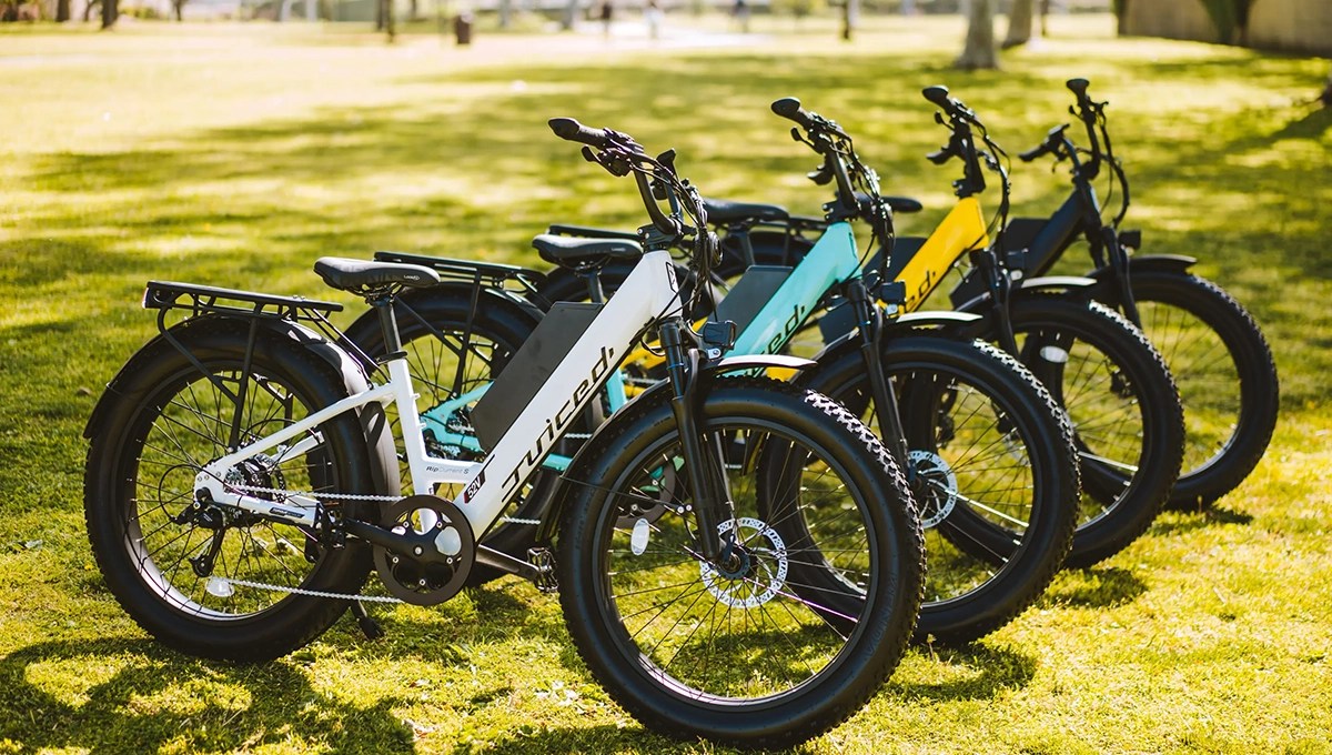 a motorcycle parked in a grassy area
