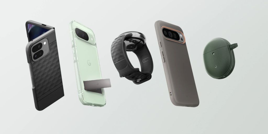 Image showing Google's new Pixel 9 collection wearing Caseology case collection.