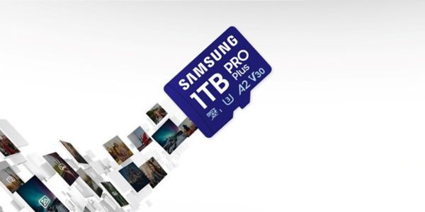 An image showing a render of Samsung's 1TB Pro Plus microSD card.