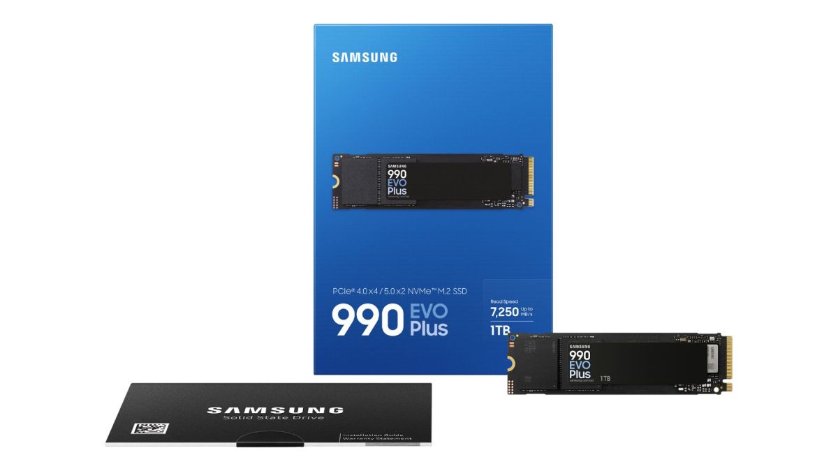 Image showing a render of Samsung's 990 EVO Plus SSD.