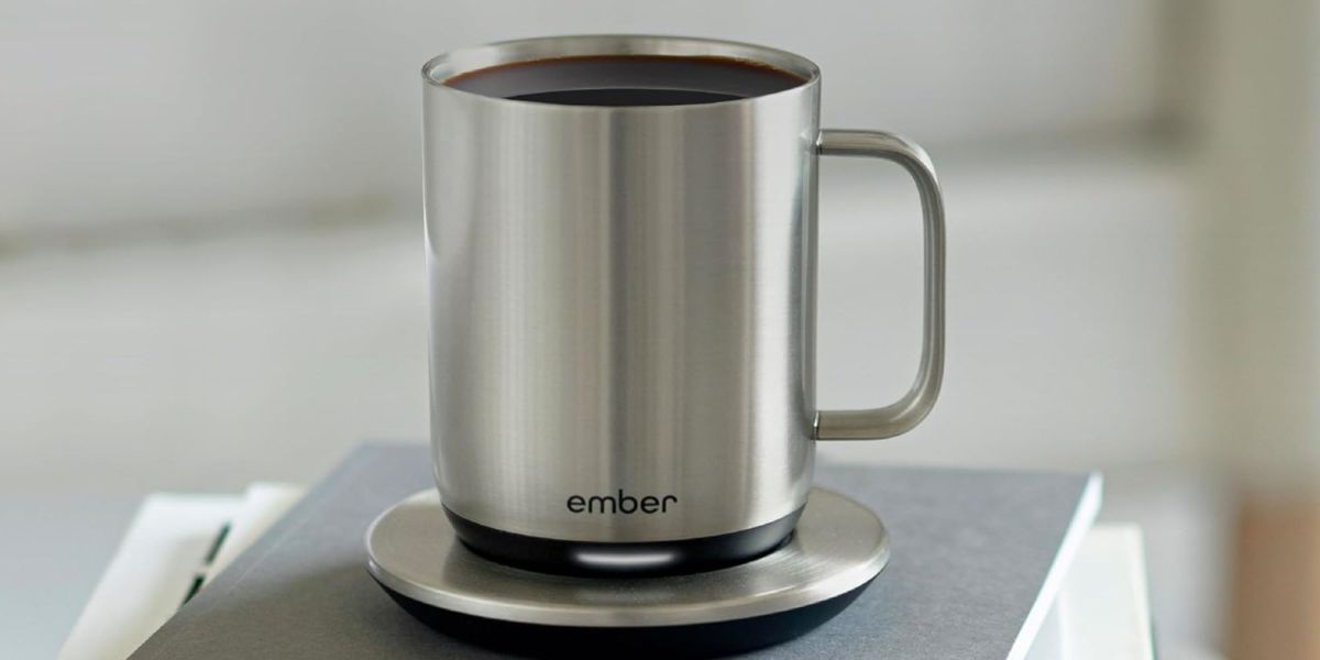 Image showing Ember's stainless steel smart mug 2 on a book.