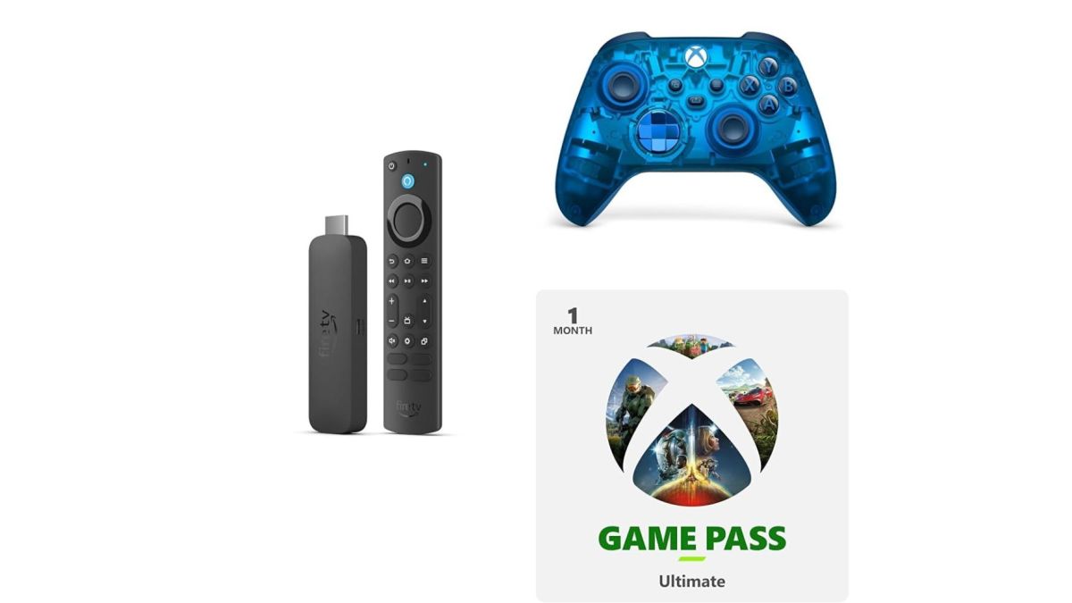 Image showing a render of Fire TV Stick bundle with Xbox Cipher controller.