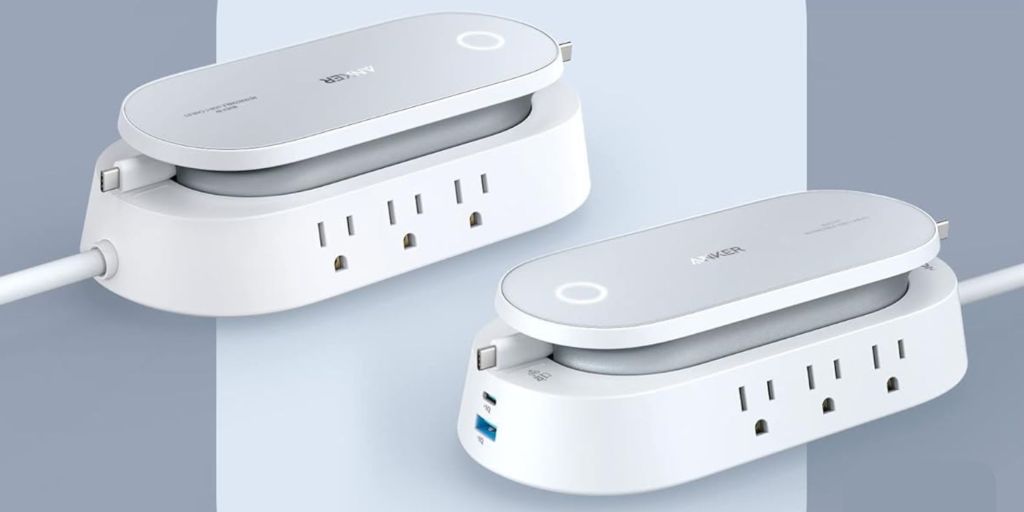 Image showing a render of Anker 10-in-1 power strip in white.