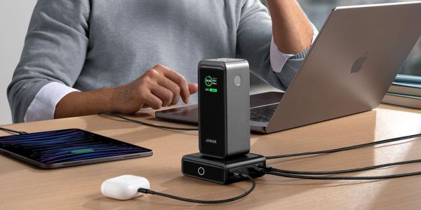 Image showing Anker's 20,000mAh on its charging base.