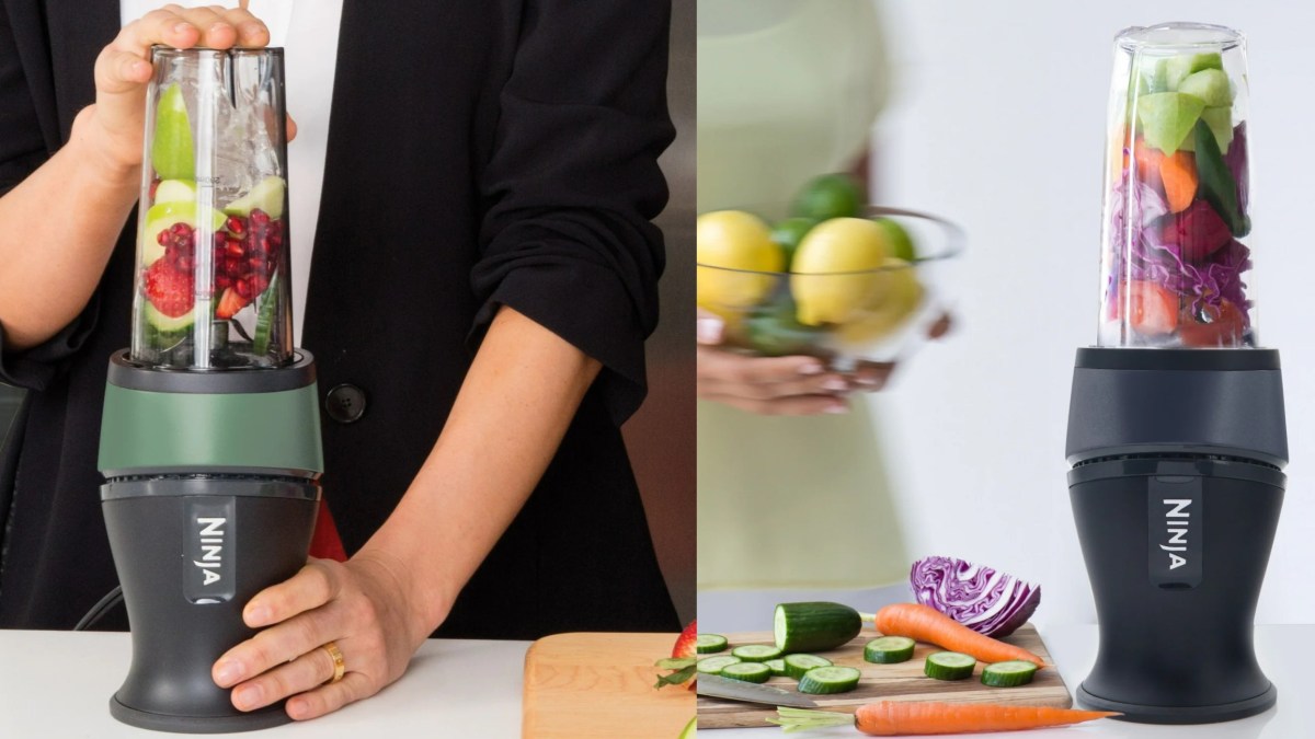 a person pouring a drink into a blender