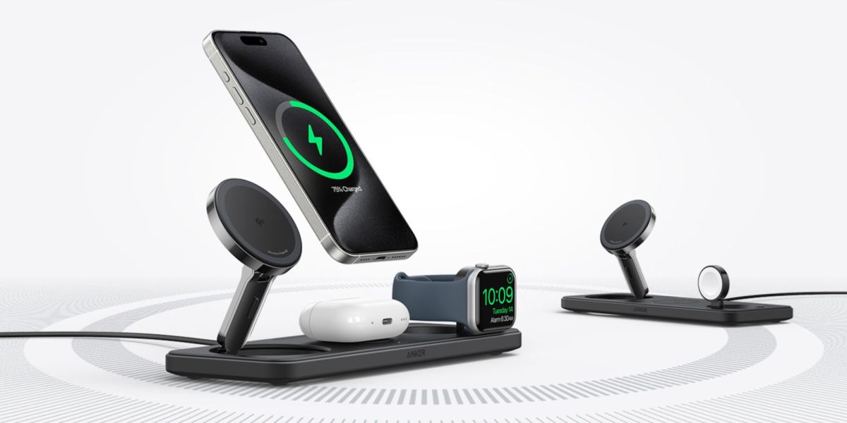 Image showing Anker's 15W Qi2 3-in-1 wireless charging station render.