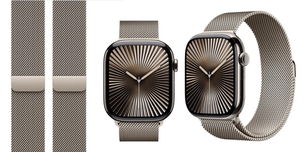 Apple Milanese Loop in the natural titanium