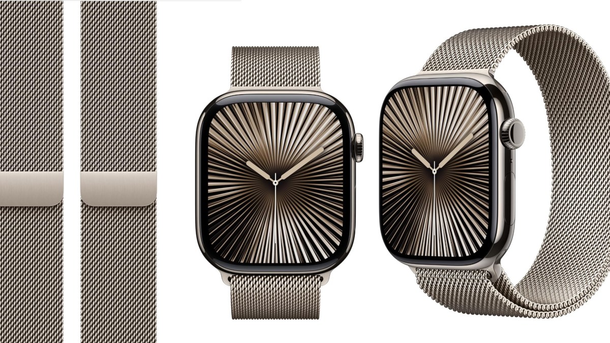 Apple Milanese Loop in the natural titanium