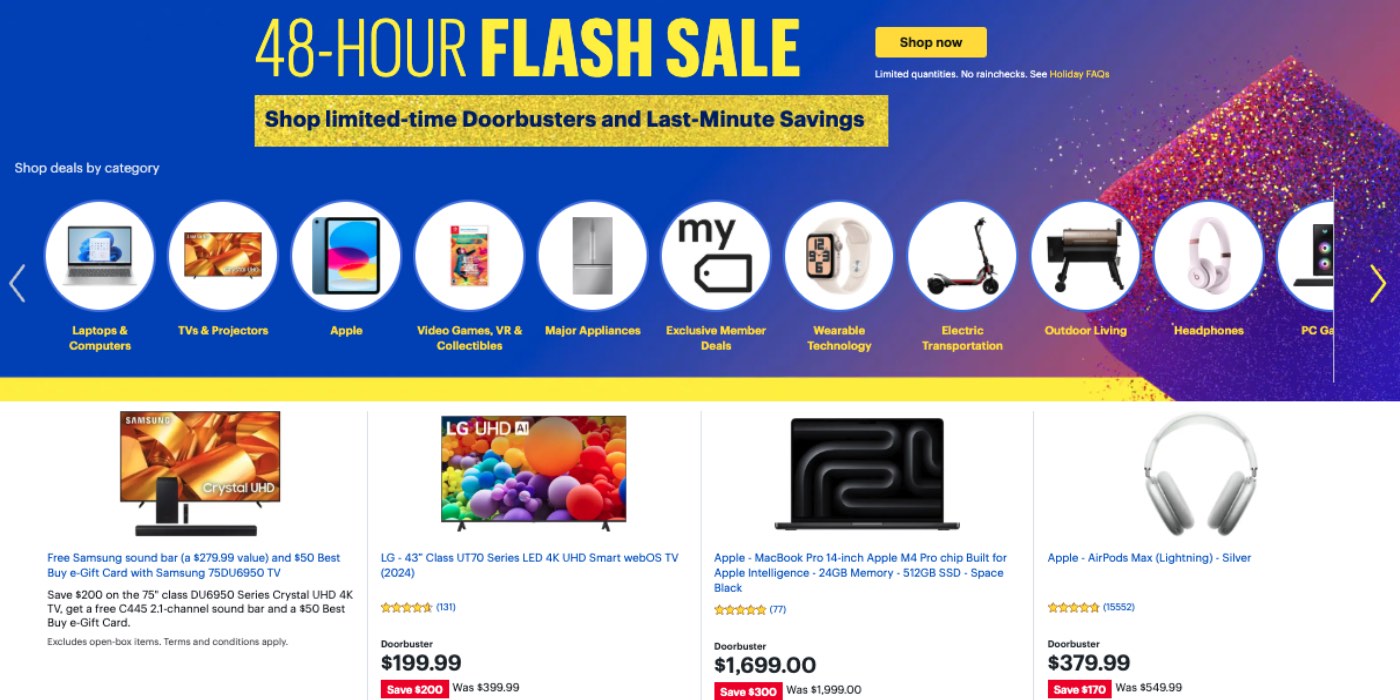 Best Buy 48-hour holiday Flash Sale