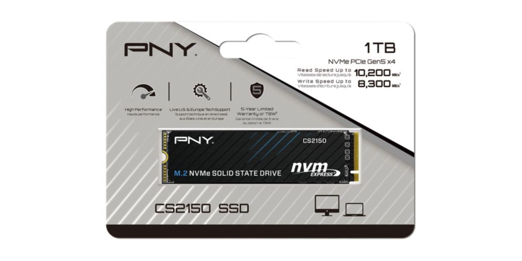 Image showing a render of PNY CS2150 SSD in package.