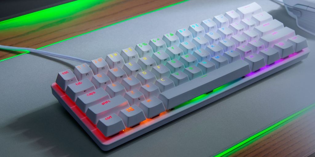 Image showing Razer's Huntsman Mini Optical mechanical keyboard in white.