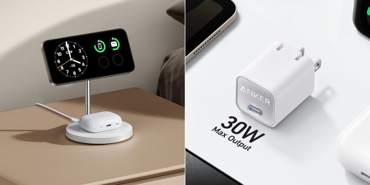 Image showing renders of Anker's 2-in-1 MagGo charging station and 30W Anker charger.