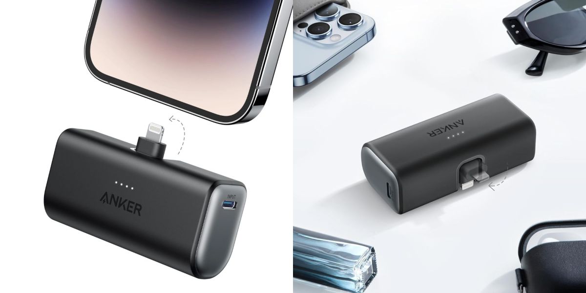 Image showing renders of Anker's 5,000mAh Nano Power Bank in black.