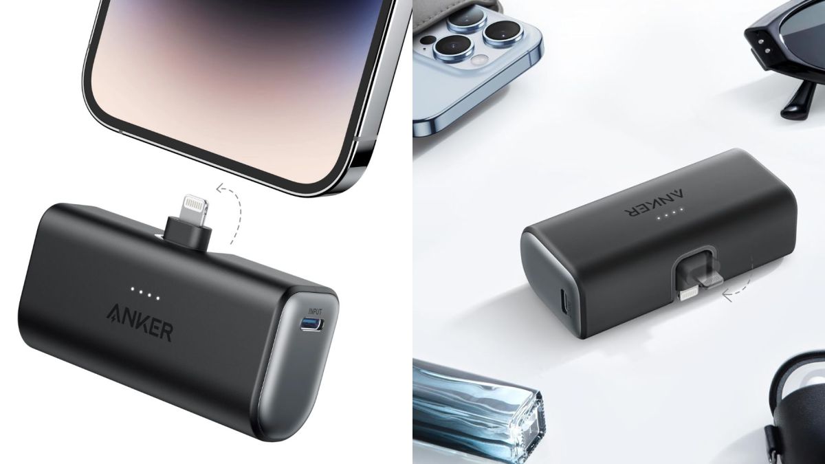 Image showing renders of Anker's 5,000mAh Nano Power Bank in black.