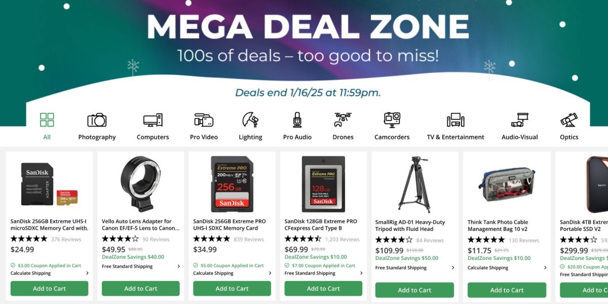 Image showing B&H MEGA DEAL ZONE offers.