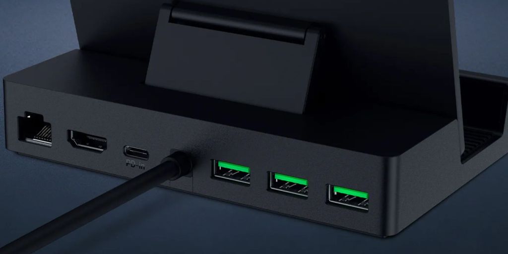 Image showing the ports of Razer's Handheld Dock Chroma.