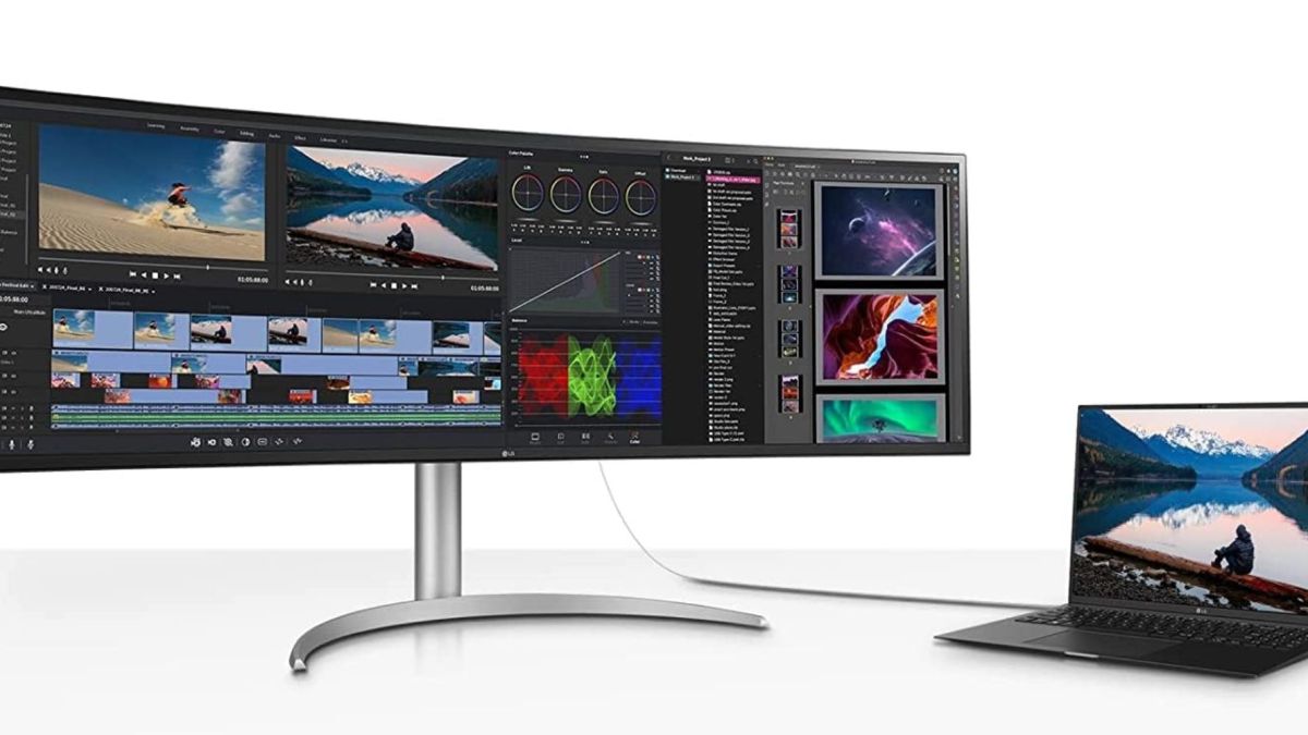 Image showing a render of LG's 49-inch UltraWide 144Hz Nano IPS monitor.