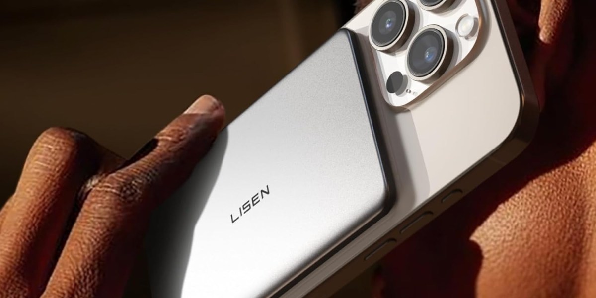 Image showing a person using an iPhone with LISEN's 5,000mAh power bank.