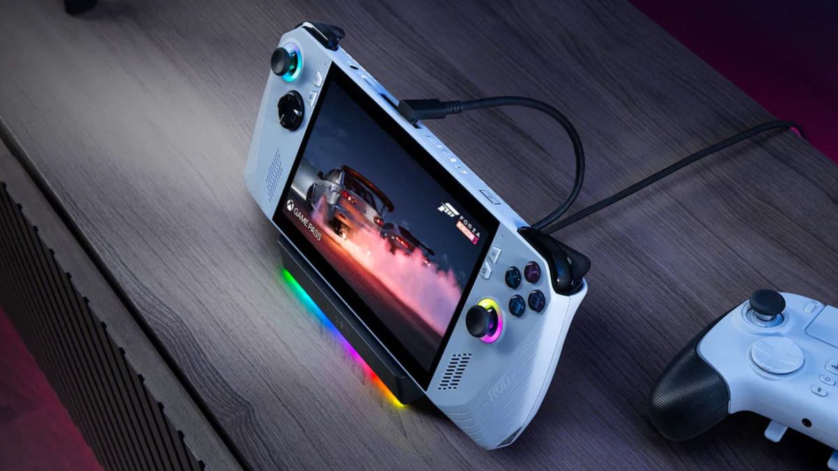 Image showing Razer's Handheld Dock Chroma with a Steam Deck.