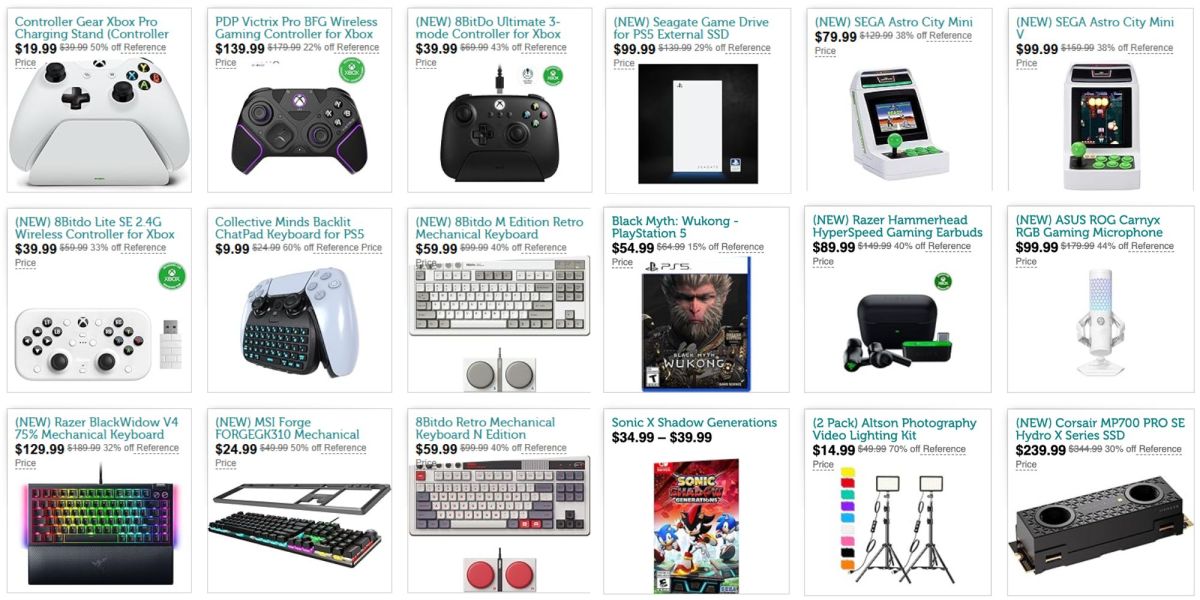 Image showing listing of items from Woot's gaming sale.