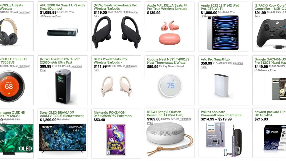 Image showing a listings from Woot's warehouse clean out sale.