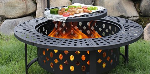 A grill with food on it