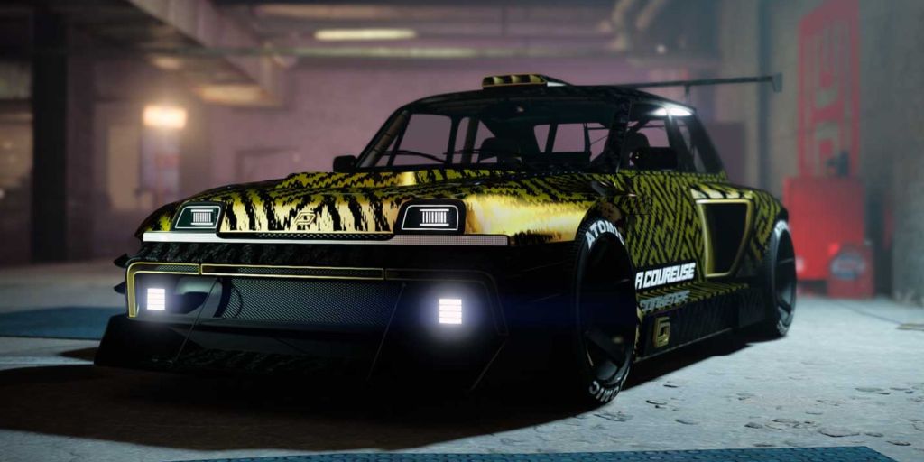 A yellow and black race car