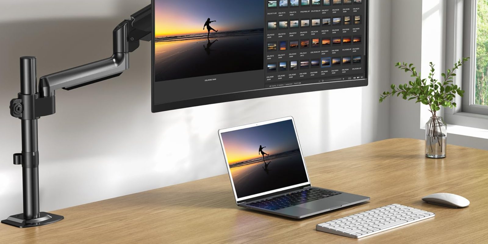 A laptop and a monitor on a desk