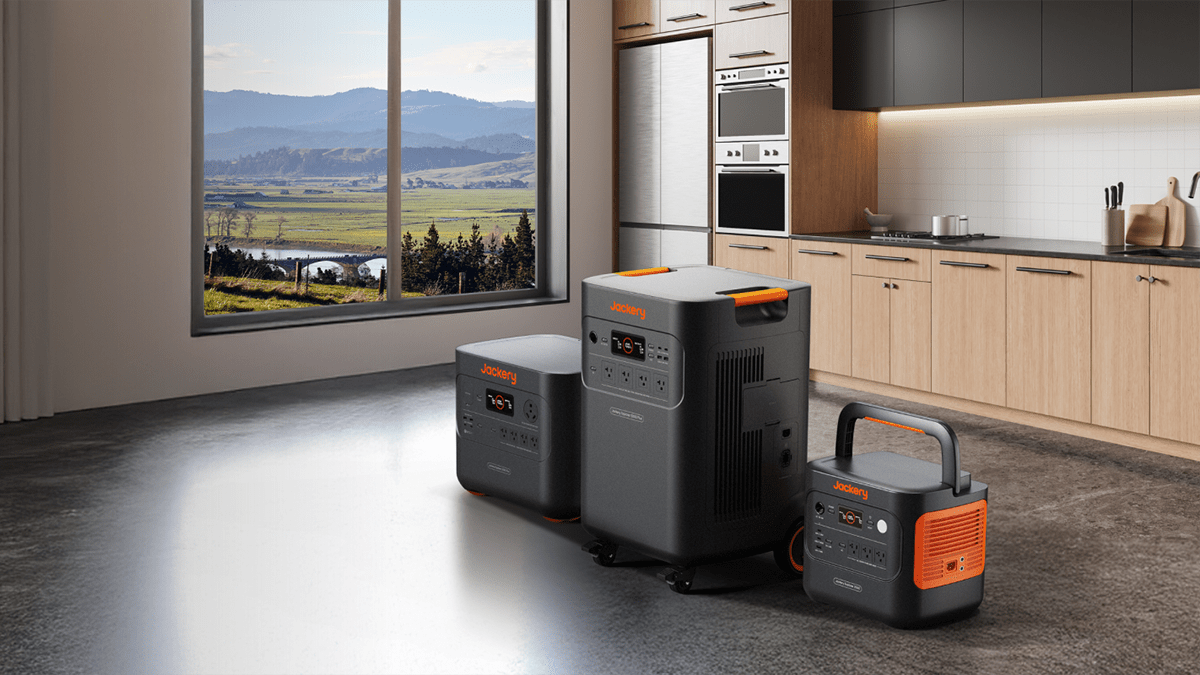 A group of black and orange cubes in a kitchen