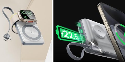 A smart watch charging on a charging dock