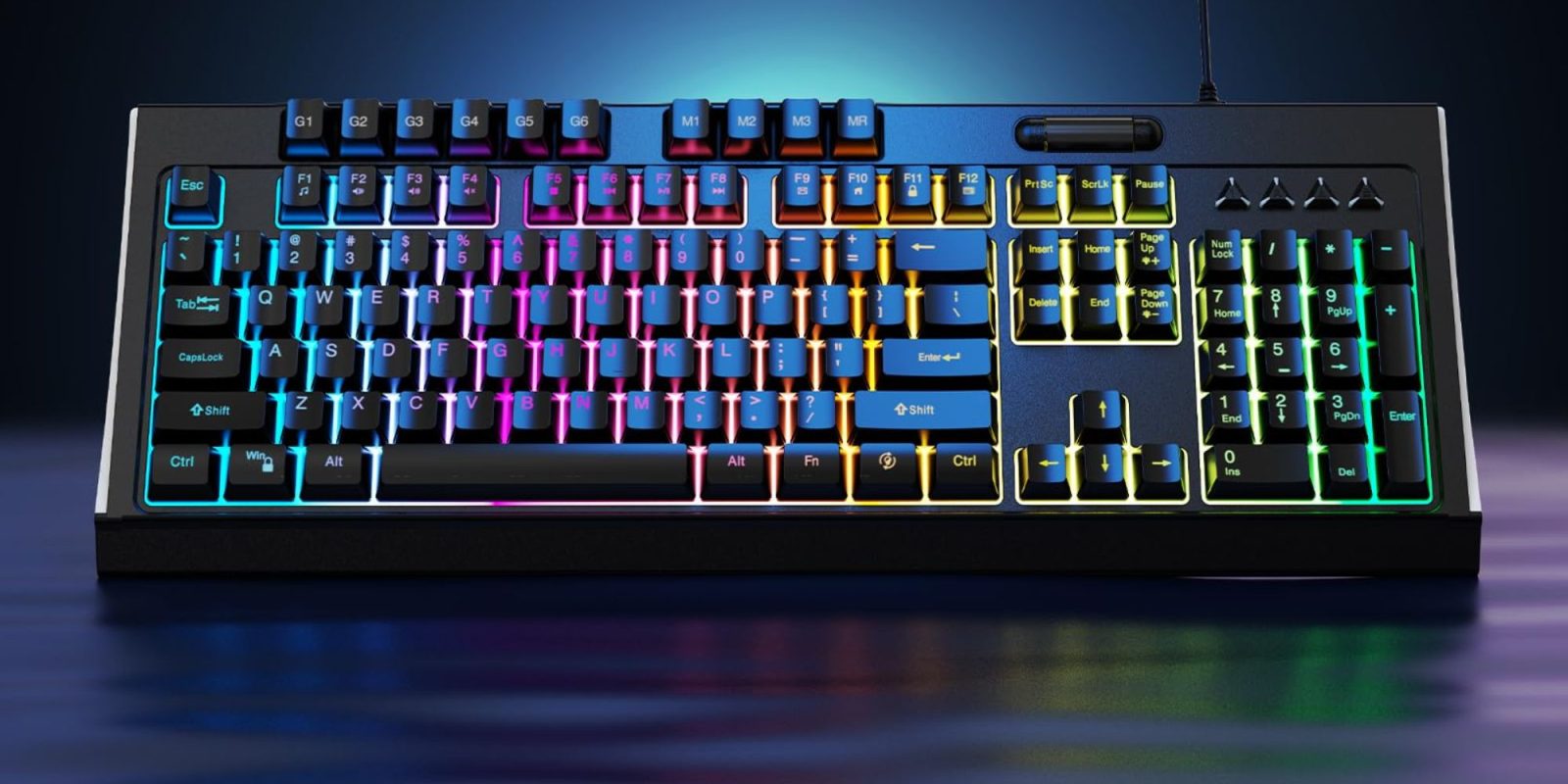 Image showing a render of OMOTON's RGB gaming keyboard.