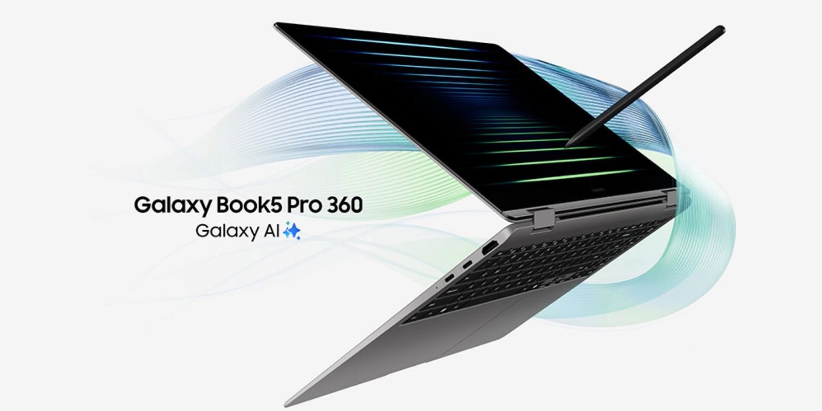 Image showing a render of Samsung's Galaxy Book 5 Pro 360 laptop.