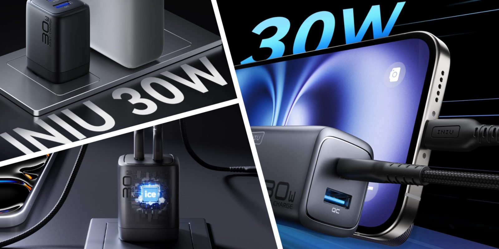 A collage of a black device