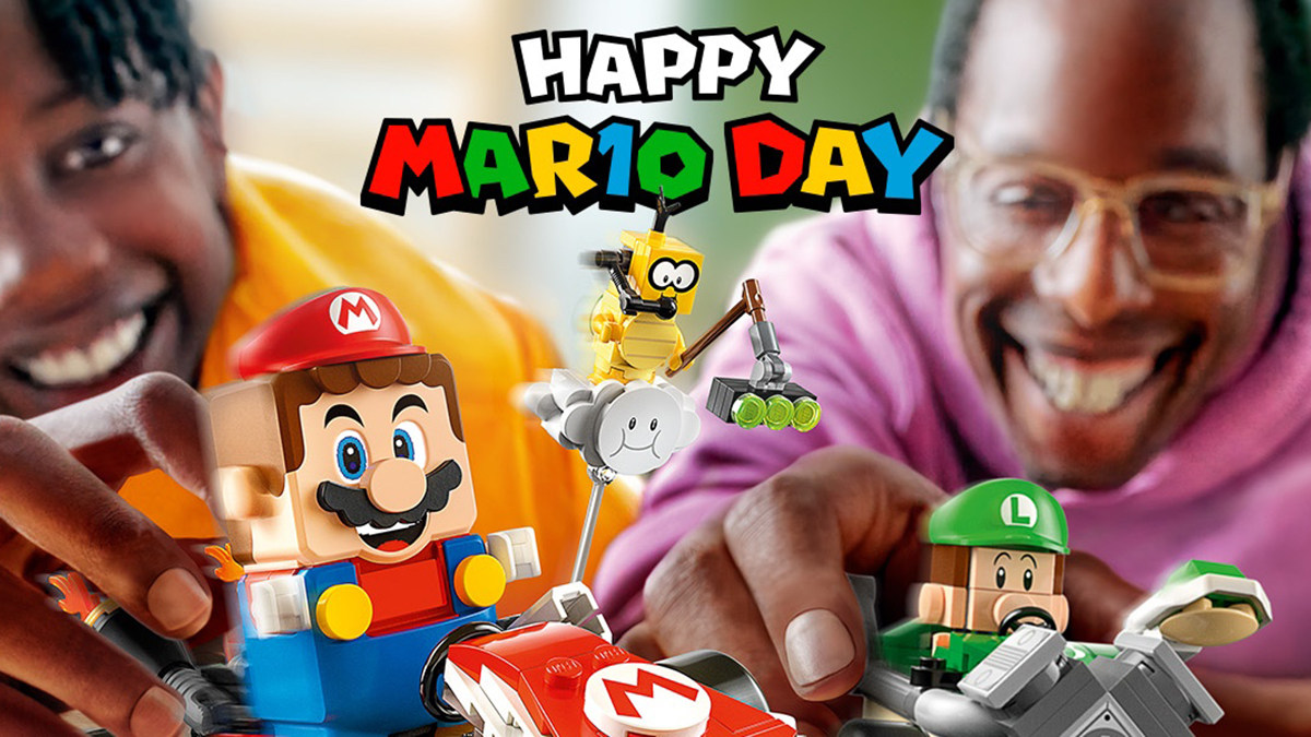 A man smiling at a group of toys