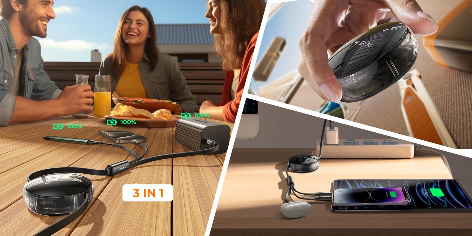 A collage of a woman smiling