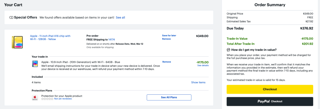A screenshot of a shopping cart