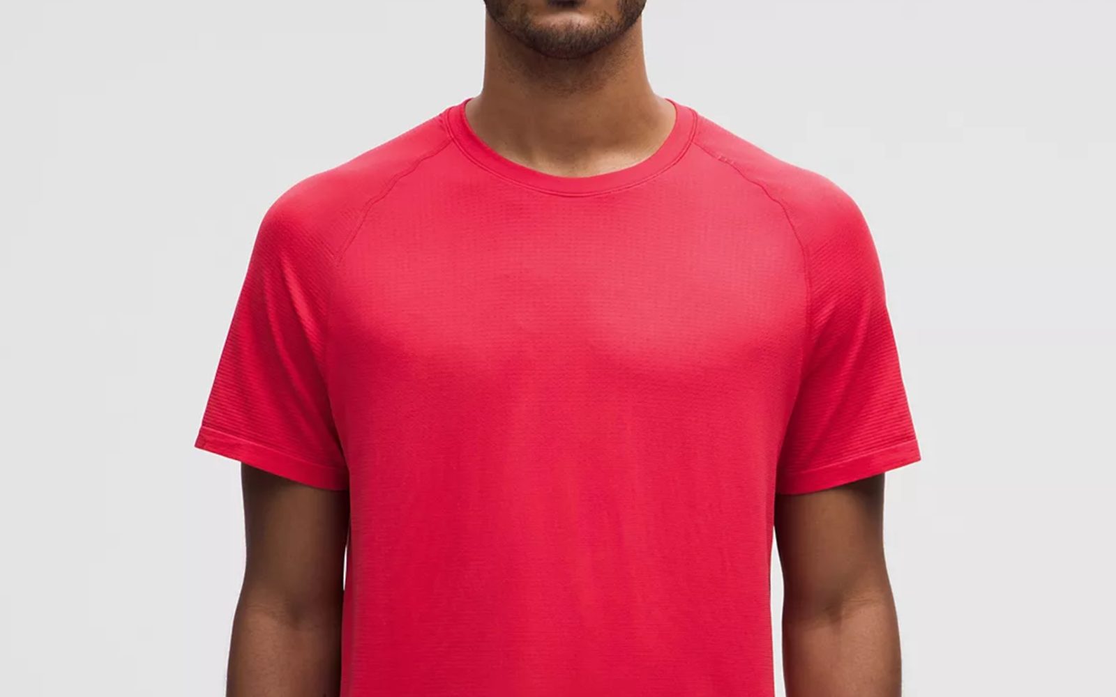 A man in a red shirt