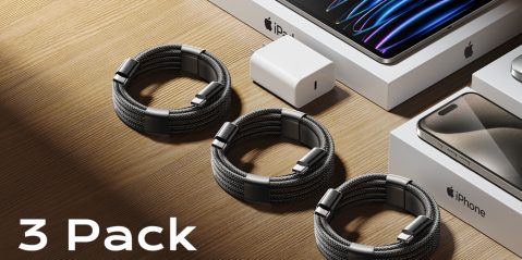 A group of black and grey bracelets