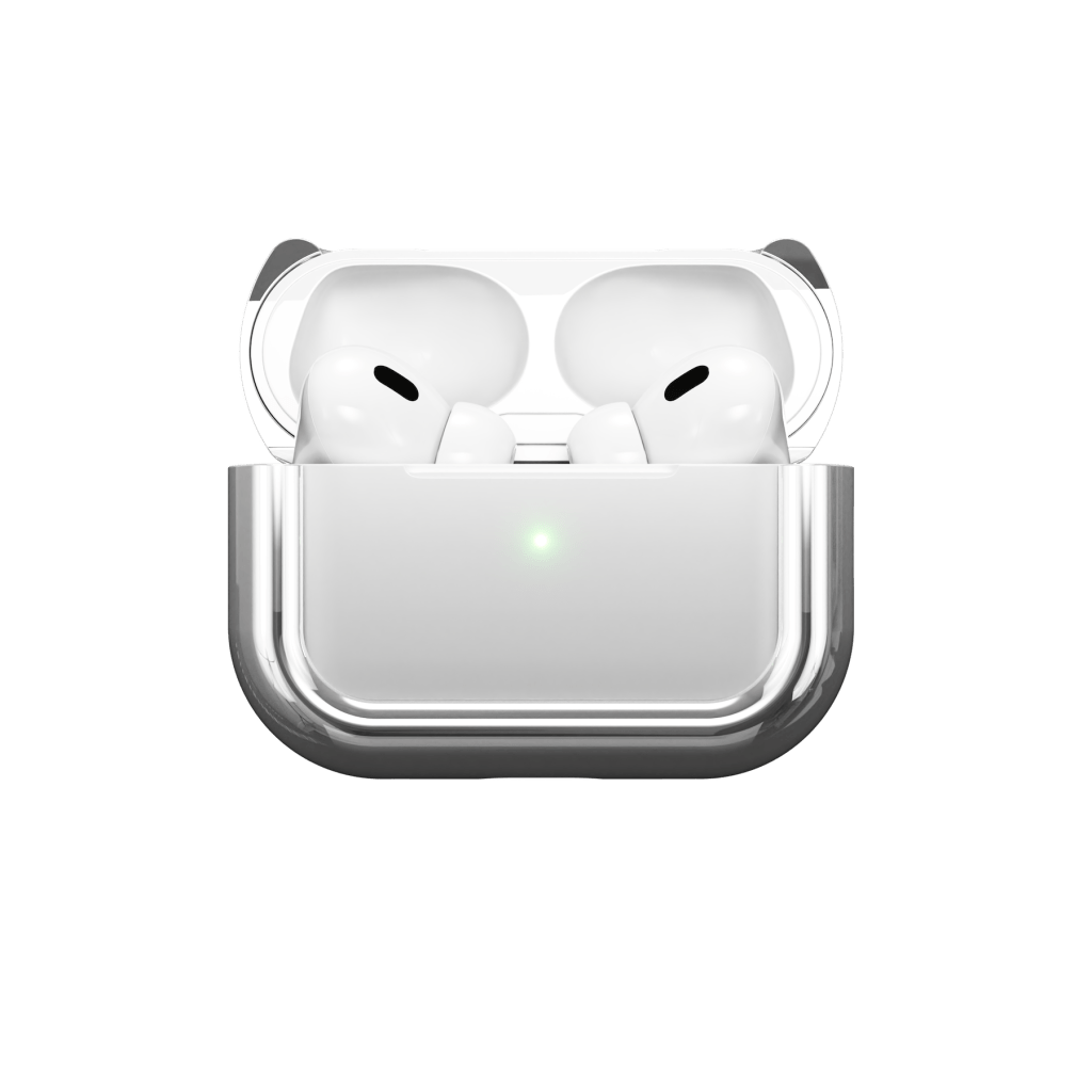 A white wireless earbuds in a case