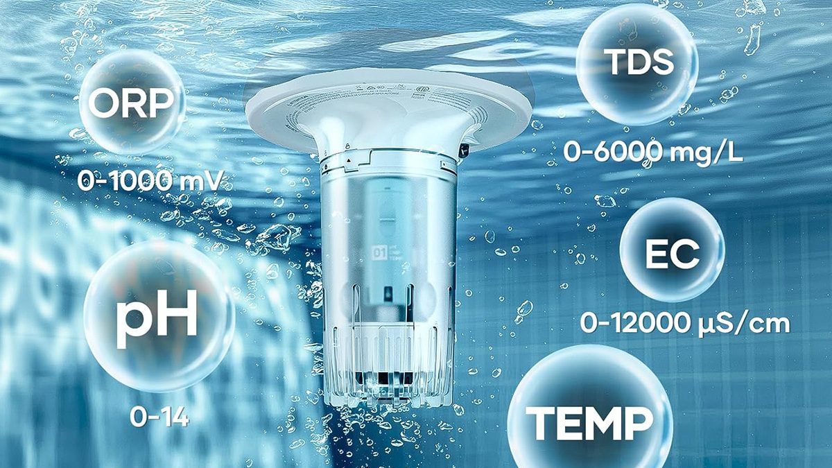 A close-up of a device in the water