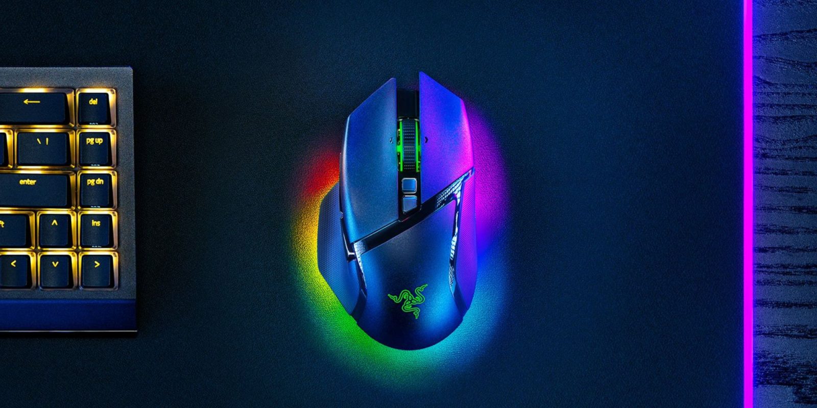 A computer mouse with colorful lights