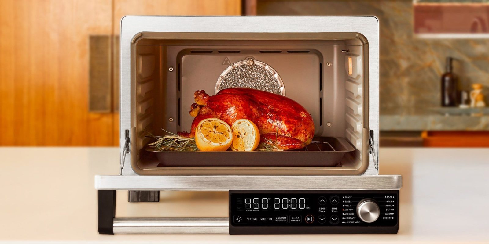 A chicken in a microwave