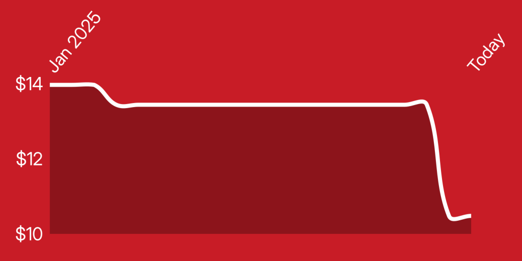 A red rectangular object with white lines