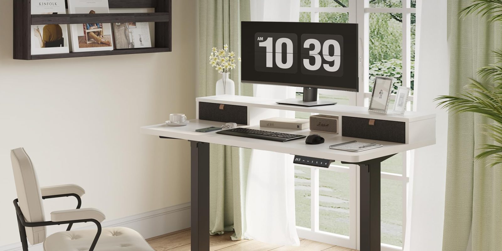 A computer on a desk