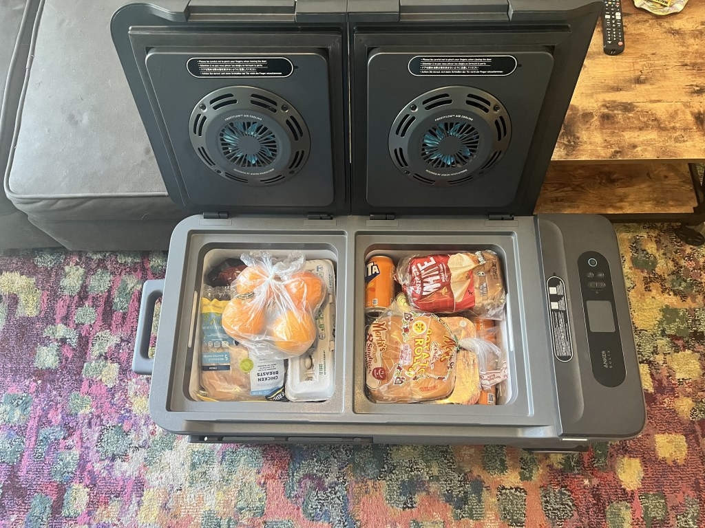 Anker SOLIX Everfrost 2 with food in it