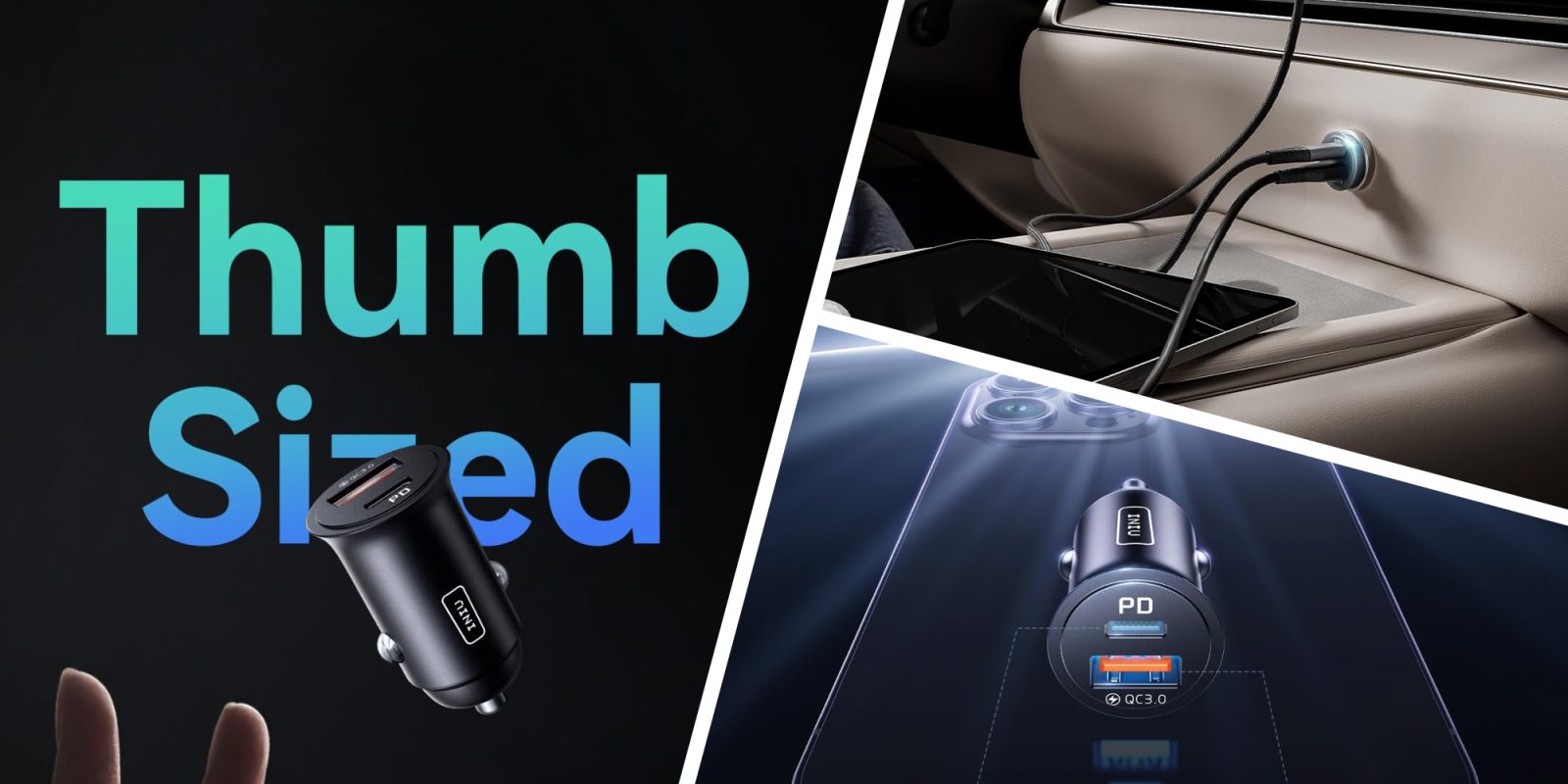 A collage of a car charger