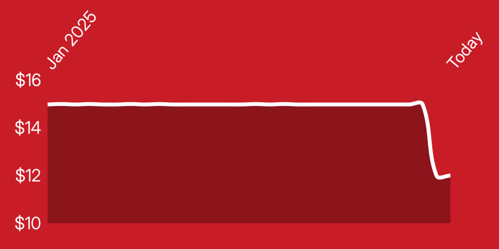 A red rectangular object with white lines